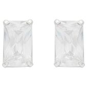 9ct White Gold Cubic Zirconia Emerald Cut Solitaire Earrings