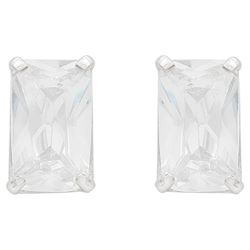 9ct White Gold Cubic Zirconia Emerald Cut Solitaire Earrings