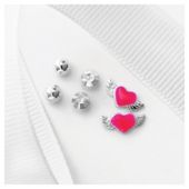 Sterling Silver Winged Heart, Ball And Cubic Zirconia 3 Stud Set