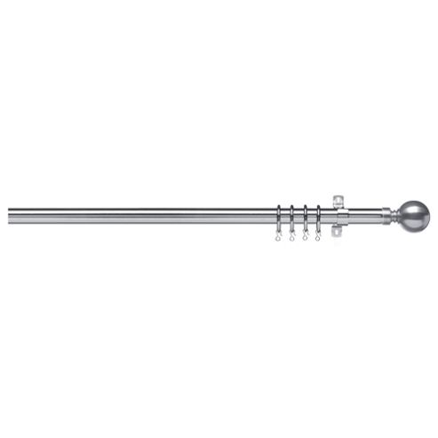 Image of 29mm Metal Curtain Pole Ball Finial, Satin Steel Effect 180cm