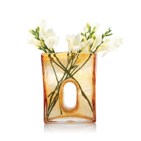 Image of Home Essence Bliss Square Vase - Amber - Large