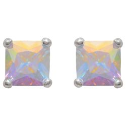 Sterling Silver Cubic Zirconia Princess Cut Studs