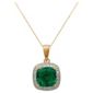 9ct Yellow Gold Created Emerald And Diamond Pendant