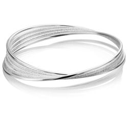 Pave Silver Tone 5 Ring Bangle