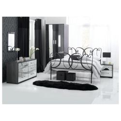 Sophia 2 Dr Robe 6 Drw Wide & Bedside Chest Set Mirrored