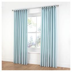 Tesco Plain Canvas Unlined Belt Top Curtains W168xL137cm (66x54
