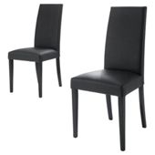 Lucca Pair Of Chairs, Black & Black Leather
