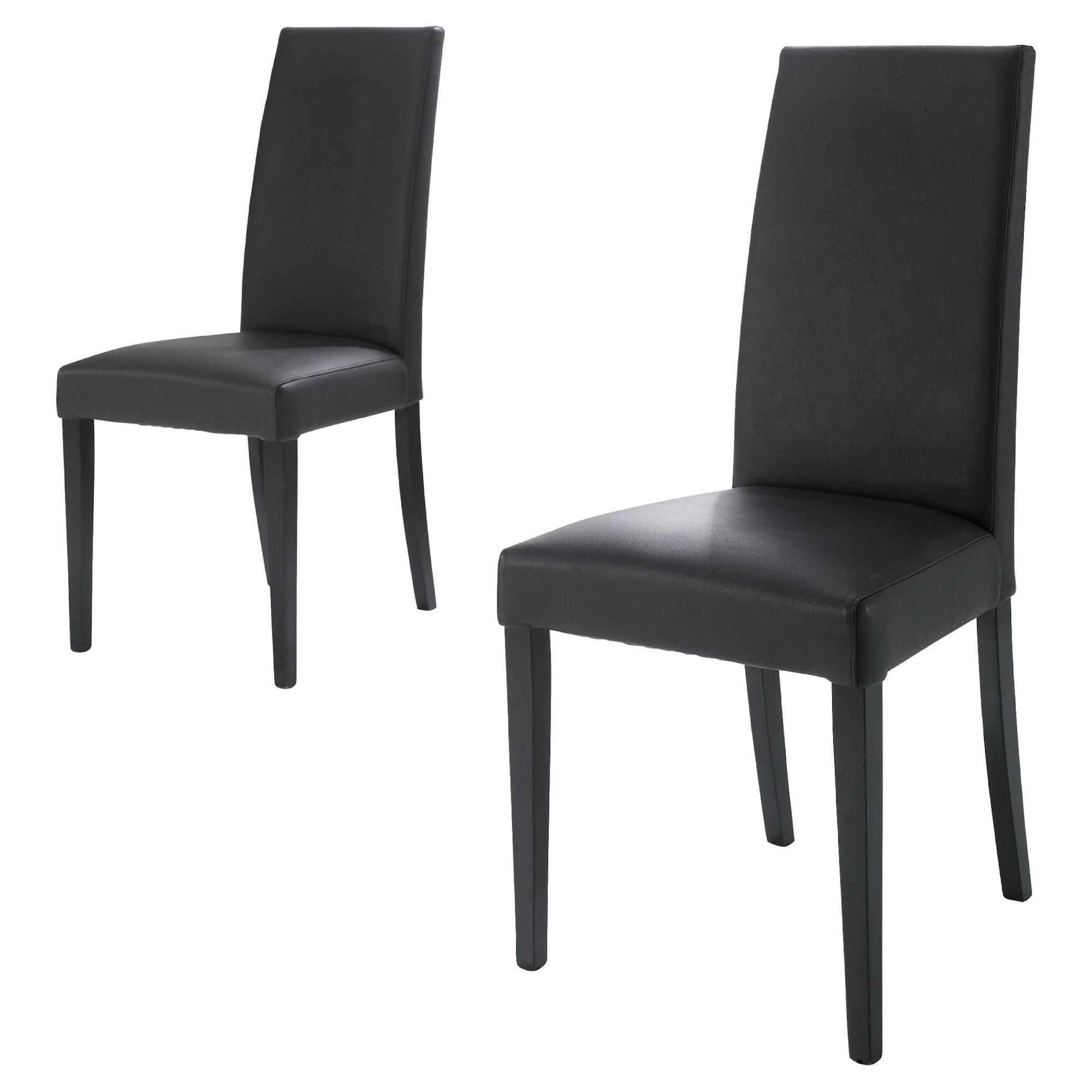 Lucca Pair Of Chairs, Black & Black Leather