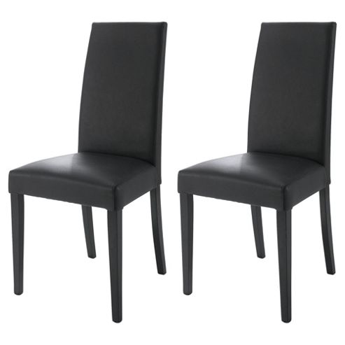 Image of Lucca Pair Of Chairs Black Legs & Black Leather