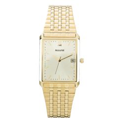 Accurist Mens Gold Rectangular Watch