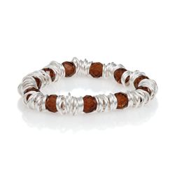 Sterling Silver Link And Bead Bracelet