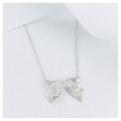 Sterling Silver Cubic Zirconia Bow Pendant