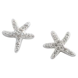 Sterling Silver Cubic Zirconia Starfish Earrings
