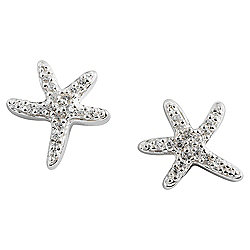 Sterling Silver Cubic Zirconia Starfish Earrings Sterling Silver Cubic Zirconia Starfish Earrings