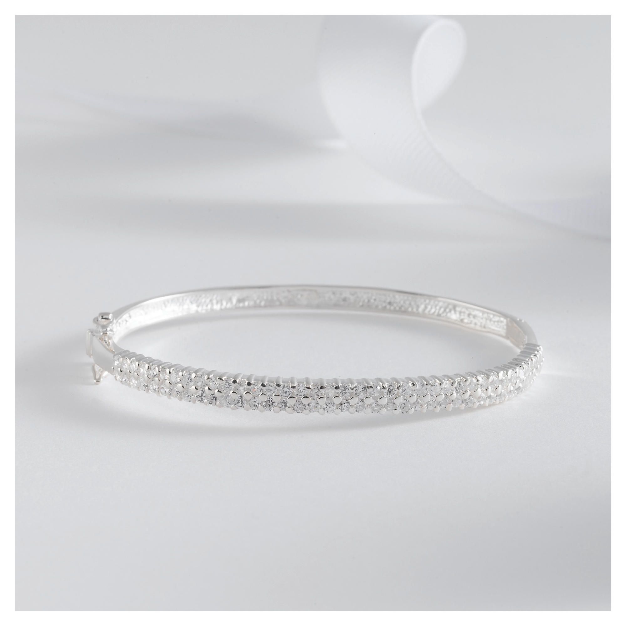 Sterling Silver Cubic Zirconia Bangle Sterling Silver Cubic Zirconia Bangle