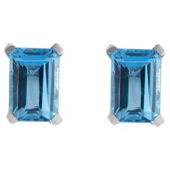 9ct White Gold Blue Topaz Stud Earrings