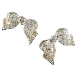 Sterling Silver Cubic Zirconia Bow Earrings