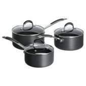Tesco Go Cook Hard Anodised 3 Piece Sauce Pan Set