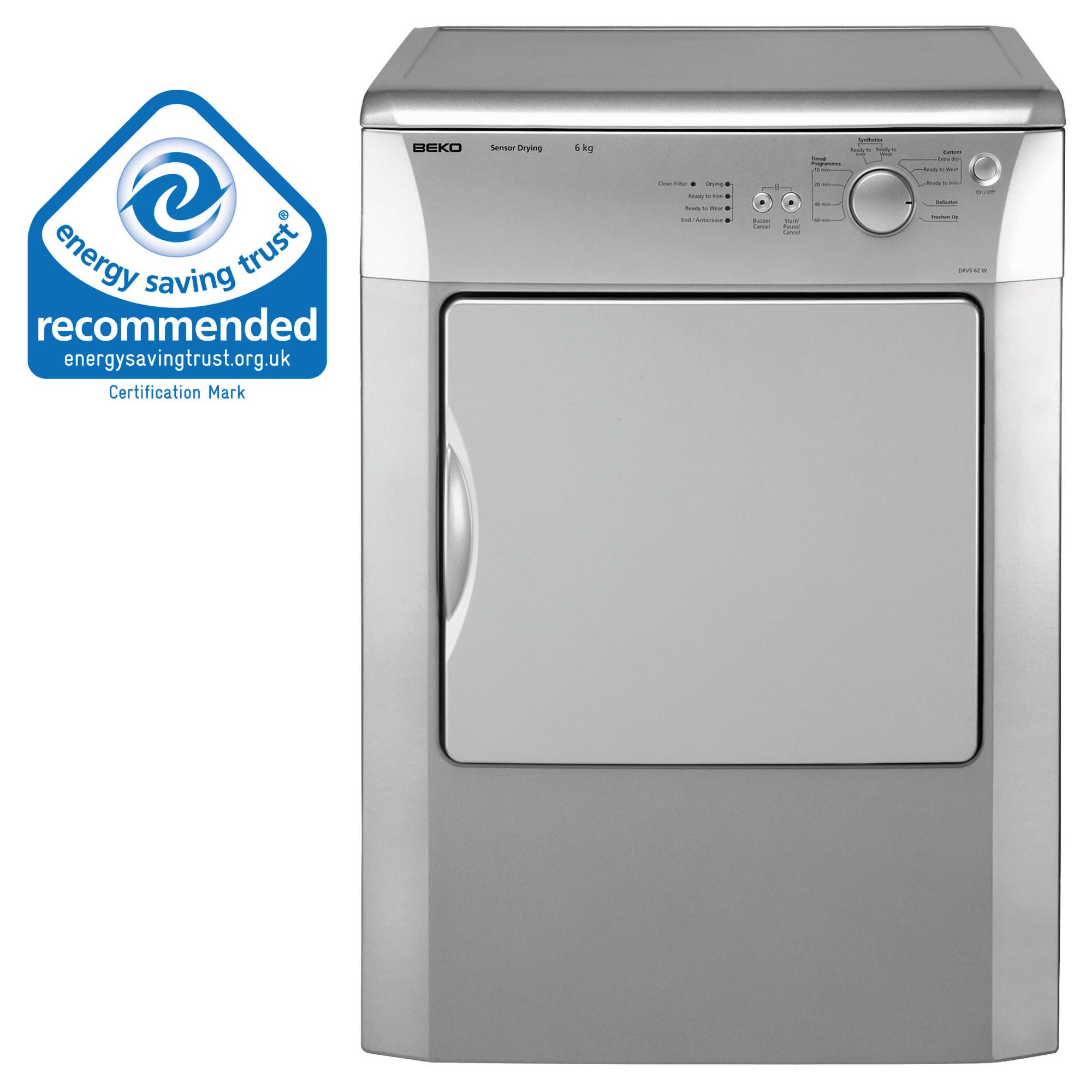 Beko DRVS62 Silver Vented Tumble Dryer 