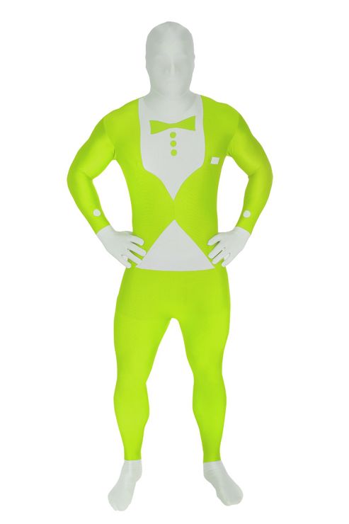 Image of Morphsuit Tuxedo Green Glow - Adult Costume Size: 44-46