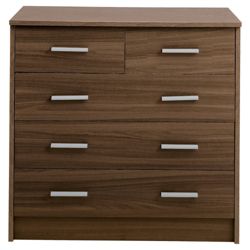 Compton 5 Drawer Chest, Walnut-Effect