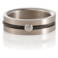 Titanium And Black Wire Gents Ring, U