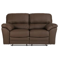 Madrid Small Leather Recliner Sofa, Brown