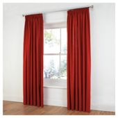 Tesco Plain Canvas Unlined Pencil Pleat Curtains W117xL137cm (46x54"), Red