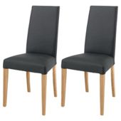 Lucca Pair Of Chairs Oak Legs & Black Leather