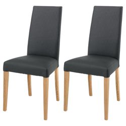 Lucca Pair Of Chairs Oak Legs & Black Leather