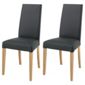 Lucca Pair Of Chairs Oak Legs & Black Leather