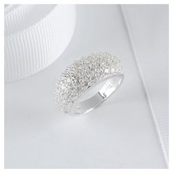 Sterling Silver Pave Set Crystal Ring, Small