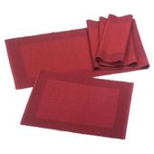 Tesco Ribbed Set of 6 Placemats with Runner, Burgundy and Red