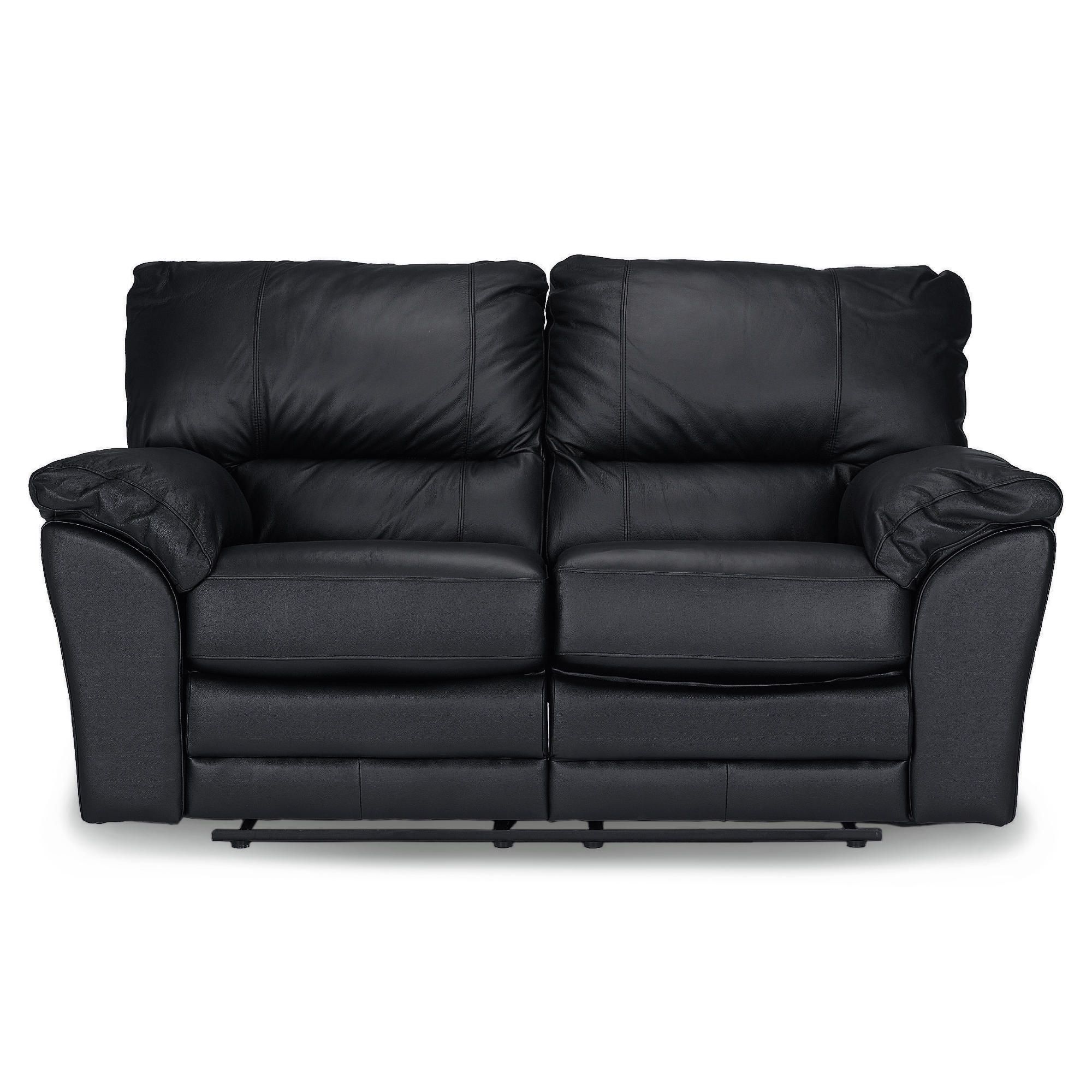 Madrid Small Leather Recliner Sofa, Black at Tesco Direct