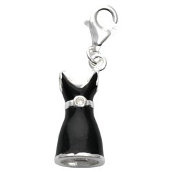 Sterling Silver Black Dress Charm