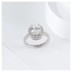 Sterling Silver Cubic Zirconia Cocktail Ring, Large