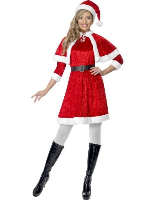 Image of Miss Santa Costume With Cape Small