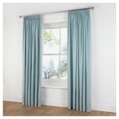 Tesco Plain Canvas Unlined Pencil Pleat Curtains W117xL137cm (46x54"), Duck Egg
