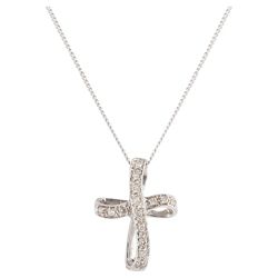 9ct White Gold Diamond Cross Pendant