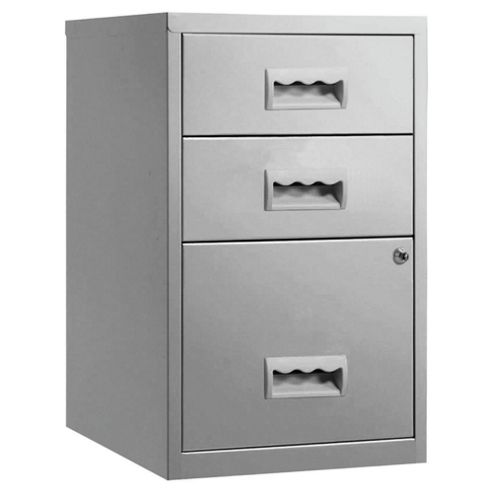 Image of Pierre Henry A4 3 Drawer Combi Filing Cabinet, Silver