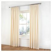 Tesco Plain Canvas Unlined Pencil Pleat Curtains W117xL137cm (46x54"), Cream