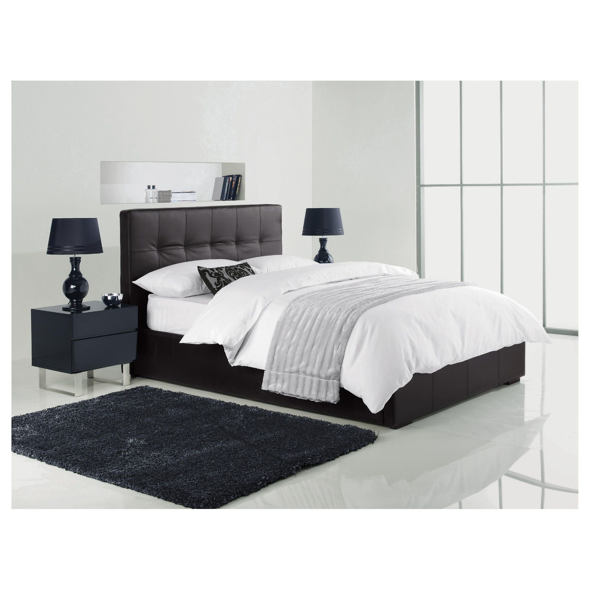 Orleans King Faux Leather Storage Bed, Black at Tesco Direct