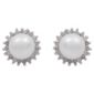 9ct White Gold Pearl And Diamond Cluster Studs