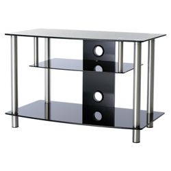 Alphason AV36/3-PB 2.5 Shelf Black Glass  TV Stand - For up to 36