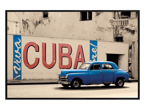 Image of Viva Cuba Gloss Black Framed Blue Cuba Poster