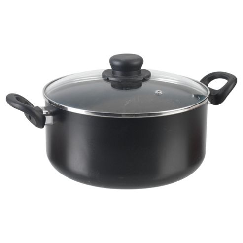 Image of Aluminium 24cm Stockpot, Black, Teflon Coated