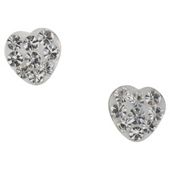 Sterling Silver Crystal Set Heart Stud Earrings