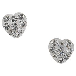 Sterling Silver Crystal Set Heart Stud Earrings