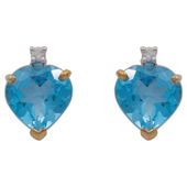 9ct Yellow Gold Blue Topaz And Diamond Earrings