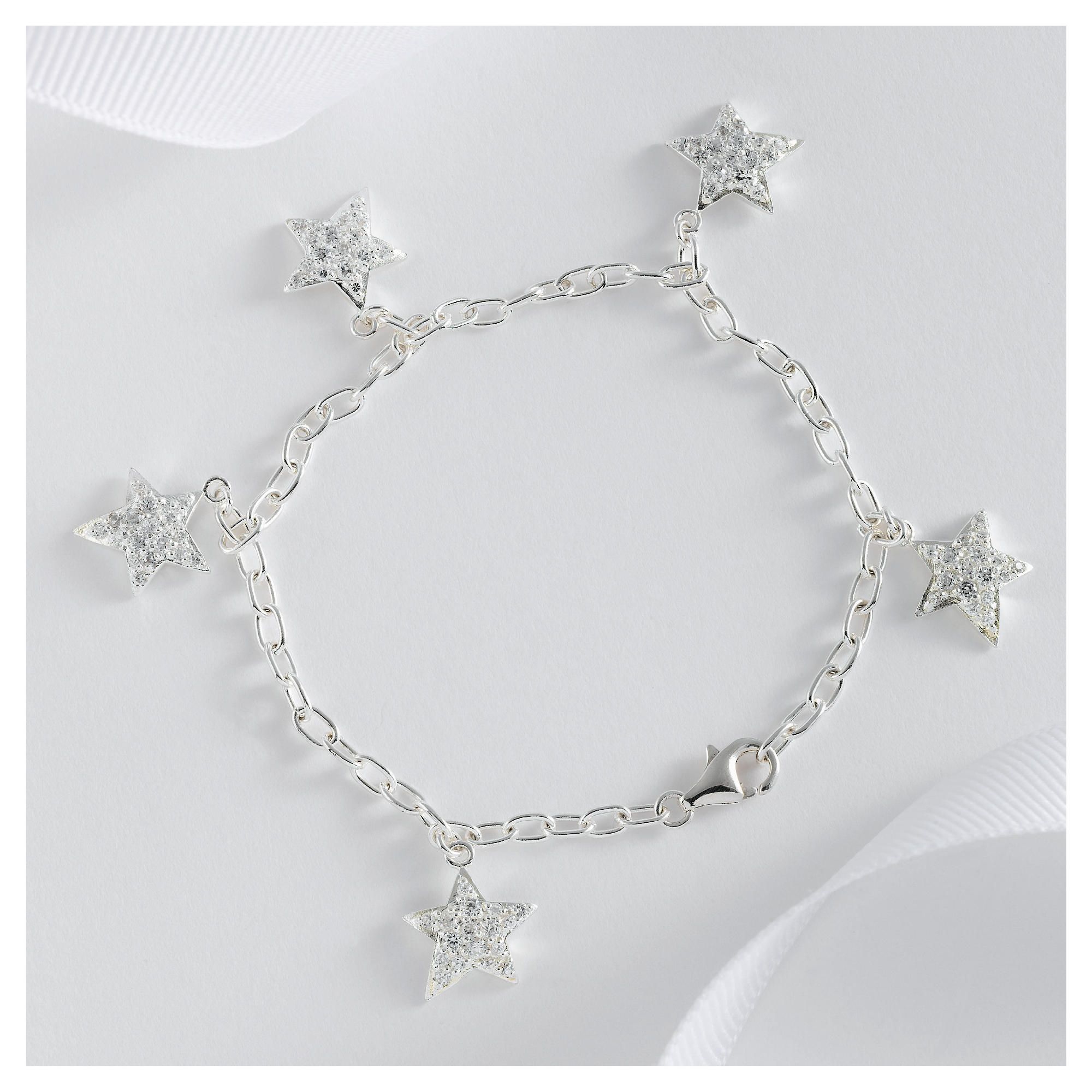 Sterling Silver Cubic Zirconia Star Bracelet Sterling Silver Cubic Zirconia Star Bracelet
